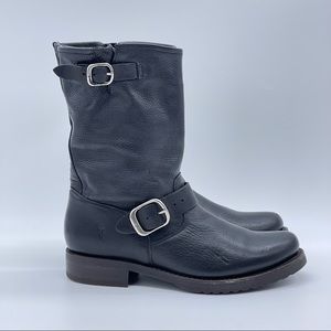 Frye Black Leather Combat Boots